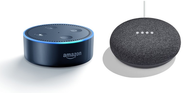 Photo of Amazon Echo Dot and Google Home Mini